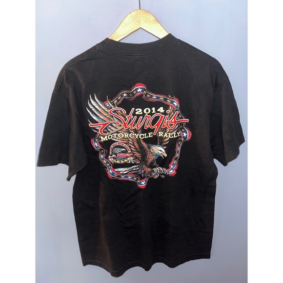 2014 Sturgis Motorcycle Rally T Shirt Black Eagle Graphic Tee Alstyle Apparel - Picture 3 of 7